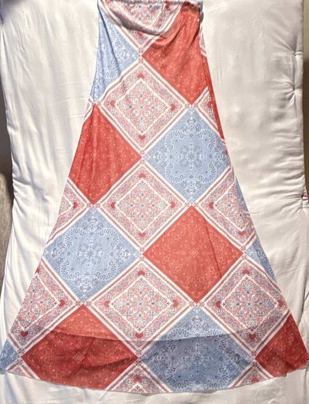 See You Monday Women’s M Sleeveless Maxi Dress Red Blue Paisley Bandana Boho